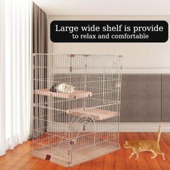 Cat cage with Durable metal wire, Wide plastic perch, Lockable door, and Climbing ladder, double-layer cat cage enclosure for Cats & Kittens, Suitable for indoor/outdoor use 117 cm (Pink)