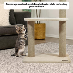 2-Tier Cat tree tower with Handwoven seagrass basket perch, Cozy Condo, and Sisal Scratching Posts, Modern Cat Furniture for Indoor Cats & Kittens, Multi-Level Activity Center