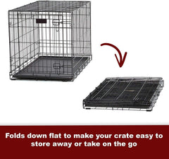 MAJIBAO Dog Crate - Metal Wire Dog Cage Indoor - Pet Dog Kennel for Medium to Large Dogs - Lockable Foldable Metal Doors - Durable Wire Design & Removable Tray, Easy to Assemble (42 inch size)