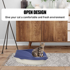 Semi-enclosed cat litter box for medium-sized cats, Durable plastic cat toilet with Splash-proof design, Detachable design, and Litter scoop, Ideal for indoor/outdoor use 46 cm