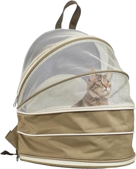 Pet carrier bag for cats and small dogs, Expandable cat backpack with Removable mat, Durable zipper, Ventilated mesh, and Adjustable shoulder straps, Ideal for Outdoor traveling 48 cm