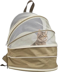 Pet carrier bag for cats and small dogs, Expandable cat backpack with Removable mat, Durable zipper, Ventilated mesh, and Adjustable shoulder straps, Ideal for Outdoor traveling 48 cm