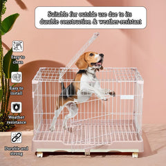 Pet Cage for Cat & Dogs | Dog Cage with Open-Top Design, Metal Wire, Lockable Door, Removable Tray and Universal Wheels | Ideal for Indoor/Outdoor | Easy to Assemble 98 cm (Pink)