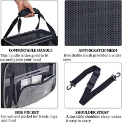Cat Carrier Bag | Pet Travel Carrier for Dog & Cats with Top Sided Open | Handle & Breathable Mesh, Soft-Sided with Shoulder Strap | Comfortable Mat & Durable Dog Carrier (40cm)