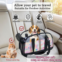 Pet Carrier Bag for Cat & Dogs - Cat Carrier Bag with Top Sided Open - Cat Travel Bag - Handle & Breathable Mesh, Soft-Sided with Shoulder Strap - Comfortable Mat & Durable (Pink, 42cm)
