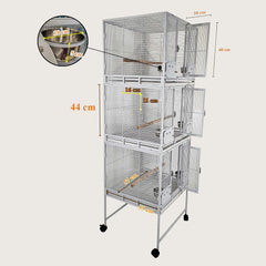 Bird cage, Multi-level bird cage with Wooden perches, Stainless steel food bowls, Removable tray, and Caster wheels, Spacious metal bird cage, Ideal for bird breedings 183 cm (White)