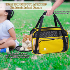 Cat Carrier Bag | Pet Travel Carrier for Dog & Cats with Top Sided Open | Handle & Breathable Mesh, Soft-Sided with Shoulder Strap | Comfortable Mat & Durable Dog Carrier (40cm)