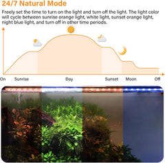 Submersible LED Aquarium Light, 24W 26.8 in 24/7 Mode Fish Tank Light with 5 Rows Beads, withTimer 9 Colors and Adjustable Brightness, Full Spectrum IP68 Waterproof Light for Fish Tank 28-54 in