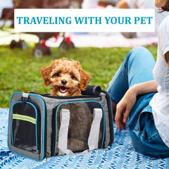 Cat Carrier Bag | Pet Travel Carrier with Breathable Design, Anti-Scratch Mesh, Shoulder Strap | Side Pockets & Zipper | Ideal for Travel | Small To large Cats