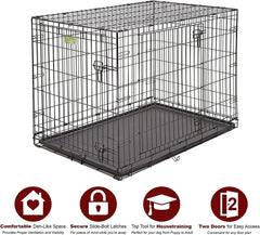 MAJIBAO Dog Crate - Metal Wire Dog Cage Indoor - Pet Dog Kennel for Medium to Large Dogs - Lockable Foldable Metal Doors - Durable Wire Design & Removable Tray, Easy to Assemble (42 inch size)
