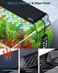 Aquarium Light, 24/7 Custom Timer, Power-Off Memory, 7-Row LED 24-30in Full Spectrum Fish Tank Light, 8 Colors, 20 Brightness, Day&Night Cycle, Adjustable Mount for Freshwater Plant Growth