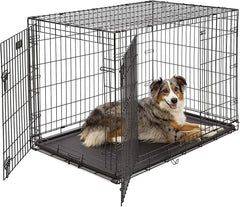 MAJIBAO Dog Crate - Metal Wire Dog Cage Indoor - Pet Dog Kennel for Medium to Large Dogs - Lockable Foldable Metal Doors - Durable Wire Design & Removable Tray, Easy to Assemble (42 inch size)