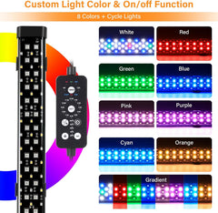 Submersible LED Aquarium Light, 24W 26.8 in 24/7 Mode Fish Tank Light with 5 Rows Beads, withTimer 9 Colors and Adjustable Brightness, Full Spectrum IP68 Waterproof Light for Fish Tank 28-54 in