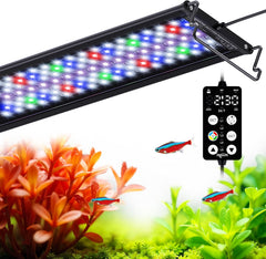 Aquarium Light, 24/7 Custom Timer, Power-Off Memory, 7-Row LED 24-30in Full Spectrum Fish Tank Light, 8 Colors, 20 Brightness, Day&Night Cycle, Adjustable Mount for Freshwater Plant Growth