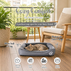 Pet bed with Soft plush, Low entry, Portable and Lightweight, 61 cm Cozy indoor lounger for small Dogs and Cats, Pet cushion with Raised sides, Comfortable, Warm, Washable & Breathable Pet Sofa