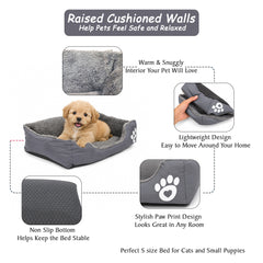 Pet bed with Soft plush, Low entry, Portable and Lightweight, 53 cm Cozy indoor lounger for puppies and kitten, Pet cushion with Raised sides, Comfortable, Warm, Washable & Breathable Pet Sofa