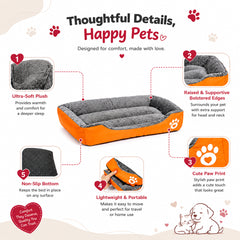 Pet bed with Soft plush, Low entry, Portable and Lightweight, 73 cm Cozy indoor lounger for small Dogs and Cats, Pet cushion with Raised sides, Comfortable, Warm, Washable & Breathable Pet Sofa