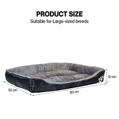 Orthopedic dog bed for Medium dogs, Soft plush pet sofa bed with Raised bolsters design, Soft plush surface, and Non-slip bottom, Comfortable calming puppy cushion, Easy to clean, 80 cm (XL)
