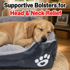 Orthopedic dog bed for Medium dogs, Soft plush pet sofa bed with Raised bolsters design, Soft plush surface, and Non-slip bottom, Comfortable calming puppy cushion, Easy to clean, 80 cm (XL)