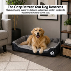 Dog bed with Raised bolster sides, Soft plush interior, and Non-slip bottom, Orthopedic dog bed for Medium & Large dogs, durable, comfortable dog sleeping bed, (XX-Large)