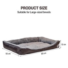 Orthopedic dog bed for Medium dogs, Soft plush pet sofa bed with Raised bolsters design, Soft plush surface, and Non-slip bottom, Comfortable calming puppy cushion, Easy to clean, 80 cm (XL)