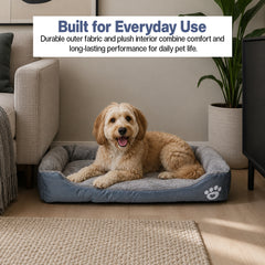 Orthopedic dog bed for Medium dogs, Soft plush pet sofa bed with Raised bolsters design, Soft plush surface, and Non-slip bottom, Comfortable calming puppy cushion, Easy to clean, 80 cm (XL)