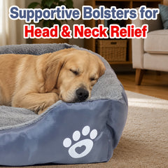 Orthopedic dog bed for Medium dogs, Soft plush pet sofa bed with Raised bolsters design, Soft plush surface, and Non-slip bottom, Comfortable calming puppy cushion, Easy to clean, 80 cm (XL)