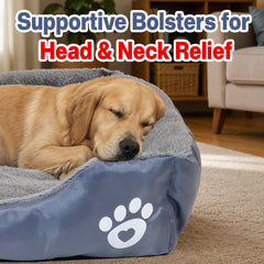 Dog bed with Raised bolster sides, Soft plush interior, and Non-slip bottom, Orthopedic dog bed for Medium & Large dogs, durable, comfortable dog sleeping bed, (XX-Large)