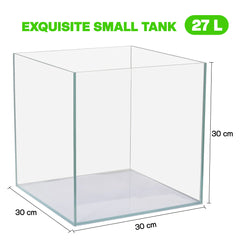 Ultra Clear Rimless Glass Aquarium Tank, Transparent Fish Tank for Freshwater & Saltwater Aquariums, Crystal Clear Glass Display Tank for Betta Fish, Shrimp, Aquascaping & Home Office Decor (27 L/15L)