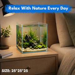 Ultra Clear Rimless Glass Aquarium Tank, Transparent Fish Tank for Freshwater & Saltwater Aquariums, Crystal Clear Glass Display Tank for Betta Fish, Shrimp, Aquascaping & Home Office Decor (27 L/15L)