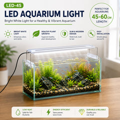 LED Aquarium Light for Fish Tanks, White LED Aquarium Lighting with Adjustable Extendable Brackets for Freshwater Aquariums, 4 Size Options