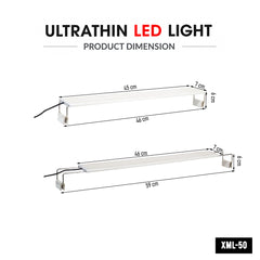 Ultra Thin LED Aquarium Light, XML-50 Fish Tank Light with High Brightness and Wide Light Coverage, Adjustable Width, Easy to Install, Energy Efficient Lighting for Freshwater and Planted Aquariums