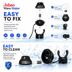 Wave Maker for Aquarium, Adjustable Water Flow Pump for Fish Tanks, 700-8500L/H Flow Rate, Multiple Flow Modes, 360° Adjustable Direction, Strong Magnetic Mount, Quiet Water Circulation Pump