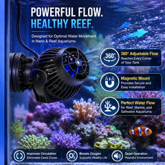 Wave Maker for Aquarium, Adjustable Water Flow Pump for Fish Tanks, 1200-15000L/H Flow Rate, Multiple Flow Modes, 360° Adjustable Direction, Strong Magnetic Mount, Quiet Water Circulation Pump