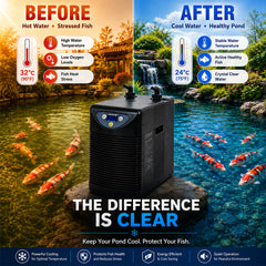 Pond Chiller HC-150A, Digital Water Cooling System for Koi Ponds, Fish Ponds & Aquaculture, Adjustable Temperature Control