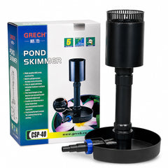 Pond Skimmer, Submersible Pond Surface Skimmer for Koi Ponds and Water Gardens, Adjustable Height, 360° Rotatable Design, Adjustable Hose Connector, Wide Stable Base for Removing Floating Debris
