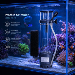 WG-310 Aquarium Protein Skimmer for Saltwater Marine Aquariums, Internal Protein Skimmer with Built-in Pump, Efficient Foam Filtration for Reef & Marine Fish Tanks