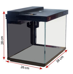 Smart fish tank, Ultra-clear glass nano aquarium with Silent Water Pump, Built-in Top Filtration, Multi-Color Lighting, and Integrated Digital Temperature Panel, Ideal for home & Offices (Black)
