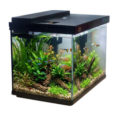 Smart fish tank, Ultra-clear glass nano aquarium with Silent Water Pump, Built-in Top Filtration, Multi-Color Lighting, and Integrated Digital Temperature Panel, Ideal for home & Offices (Black)