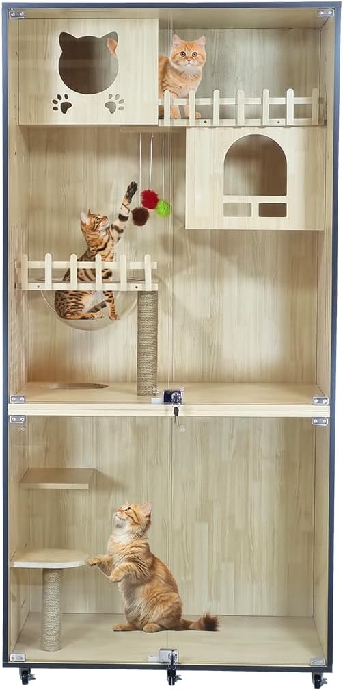WOODEN CAT VILLA (B-10) BEIGE