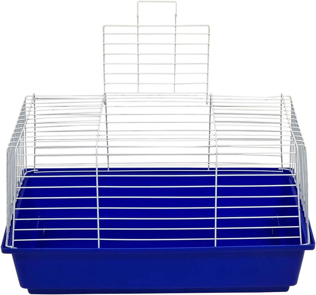 Rabbit cage with Open-top design, Leak-proof base, Durable metal wire, and Detachable design, Plastic rabbit cage for hamsters, Guinea pigs, and Other small pets, Easy to clean 62 cm (Blue)