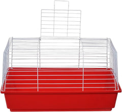 Rabbit cage with Open-top design, Leak-proof base, Durable metal wire, and Detachable design, Plastic rabbit cage for hamsters, Guinea pigs, and Other small pets, Easy to clean 62 cm (Red)