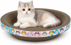 Medium Cat Scratcher Bed, Round Corrugated Cardboard Cat Scratching Bowl, Cozy Cat Lounger for Scratching, Resting and Indoor Play, 40 cm Protect Furniture, (Blue)