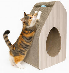 Cat Scratcher - Cat Scratching Post with Interactive Bell Ball Toy - Cat Tunnel, Catnip and Durable Corrugated Cardboard, Wear-Resistant - Cat Scratching Board for Indoor Cats & Kittens (Beige, 55 cm)