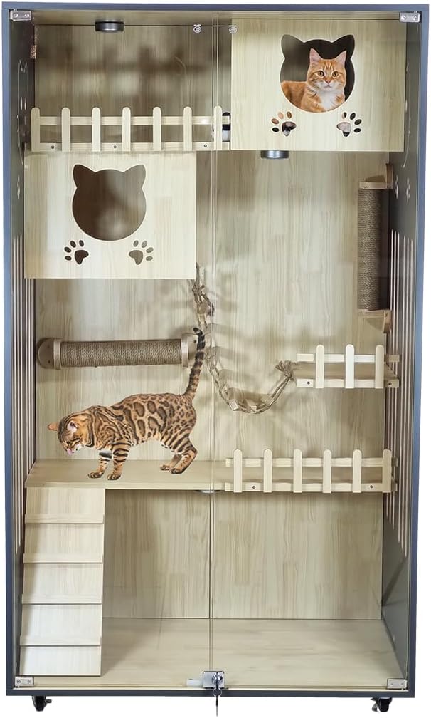 B-8900 WOODEN CAT VILLA (BLACK)