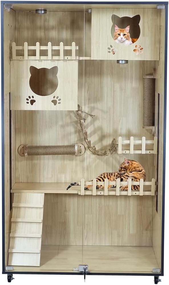 WOODEN CAT VILLA (FB-90) BEIGE