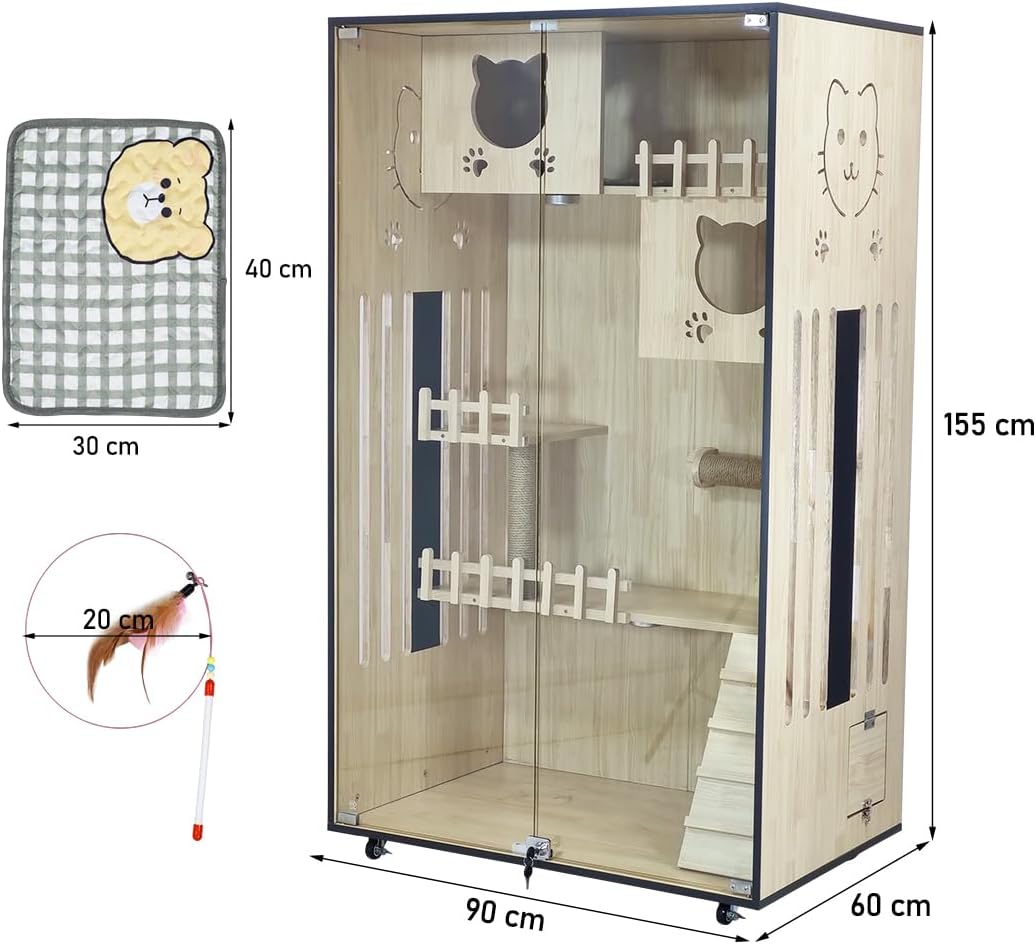 EB-900 WOODEN CAT VILLA (BEIGE)