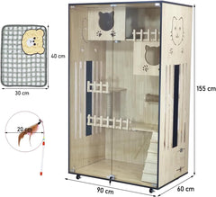 EB-900 WOODEN CAT VILLA (BEIGE)