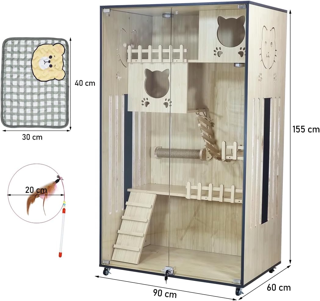 FB-90 WOODEN CAT VILLA (BEIGE)