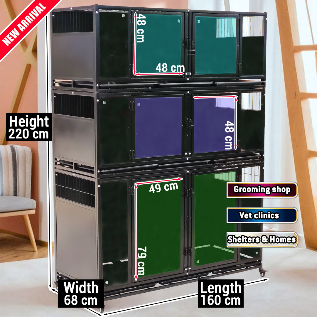 Heavy Duty Pet Cage with Divider Panels, Stackable Indoor Kennel for Multiple Pets, Ventilated & Chew Proof